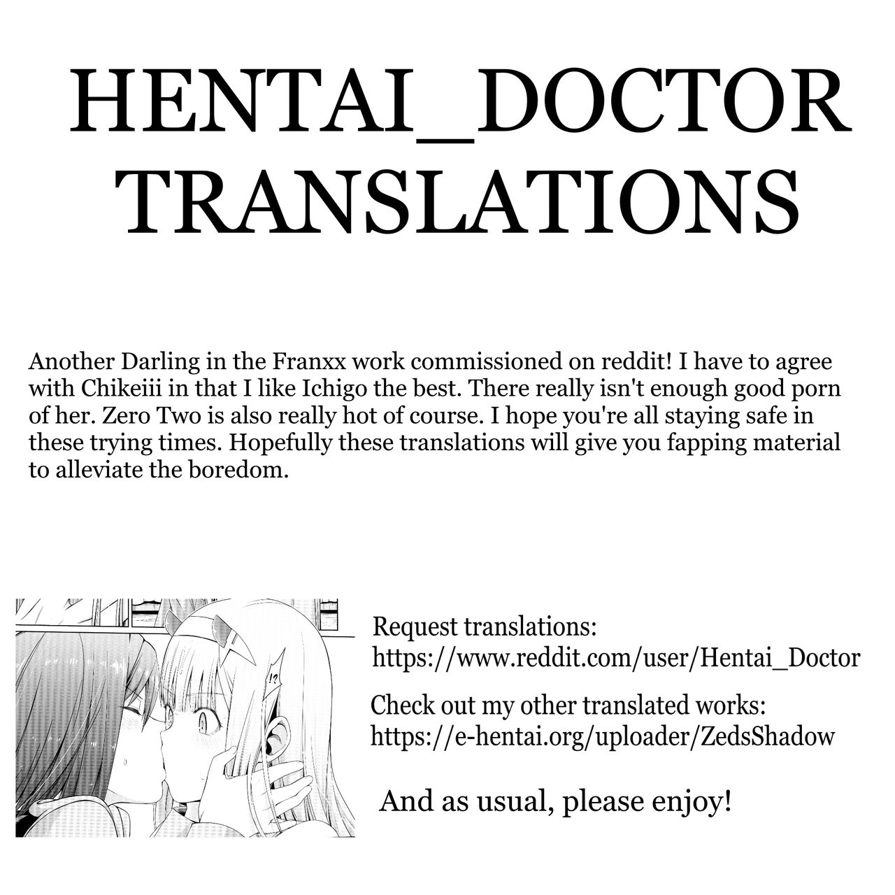 Anime Series — DARLING in the FRANXX Hentai Doujinshi Full English Translation Hardcore Fucking [GOOD COMIC CITY 25 Bad Mushrooms 4why&Chicke III mimo]