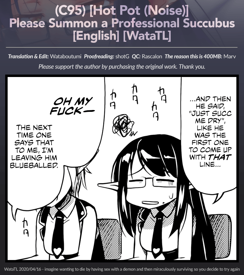 Summoning Series — Professional Succubus Fucks Client With Deep Pussy & Asshole Penetration Until Creampie [C95] [Hot Pot (Noise)] [English] [WataTL]