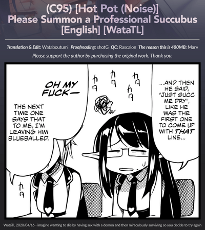Summoning Series — Professional Succubus Fucks Client With Deep Pussy & Asshole Penetration Until Creampie [C95] [Hot Pot (Noise)] [English] [WataTL]