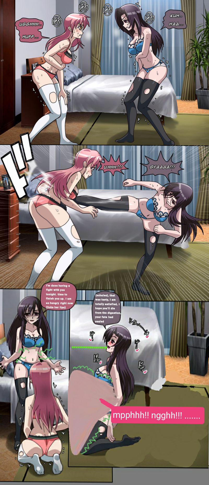 Violent Catfight Series — Obsessive Yandere Girls Kotohana and Haruka Brutal Fuck Fight Over a Man